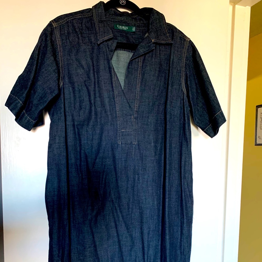 Knee length denim dress